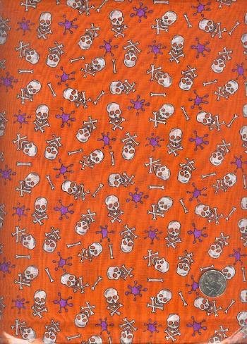 Sewing Fabric Cotton Halloween Skull Crossbones 6 yds No. 151