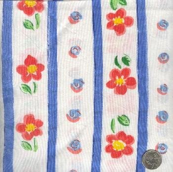 Sewing Fabric Cotton Flower Stripe white 6.5 yds X 44" No. 143