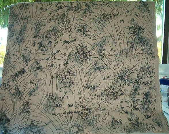 Sewing Fabric Cotton Lions on Taupe 2.66 yds X 44" No. 155