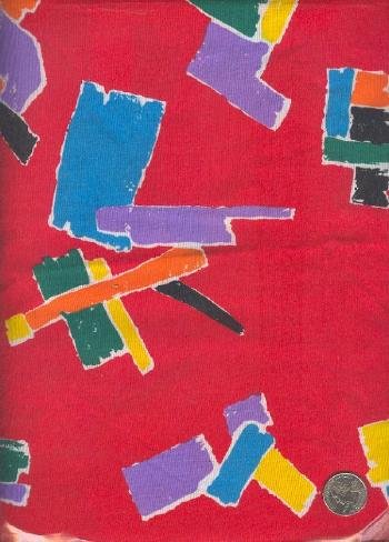 Sewing Fabric Cotton Bright geometrics on red 1.5 yards No. 164