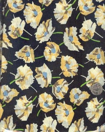 Sewing Fabric Cotton Poppies on black 2 yds X 44" No. 134