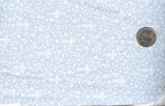 Sewing Fabric Cotton Small Print Vines & Crosses blue No. 185