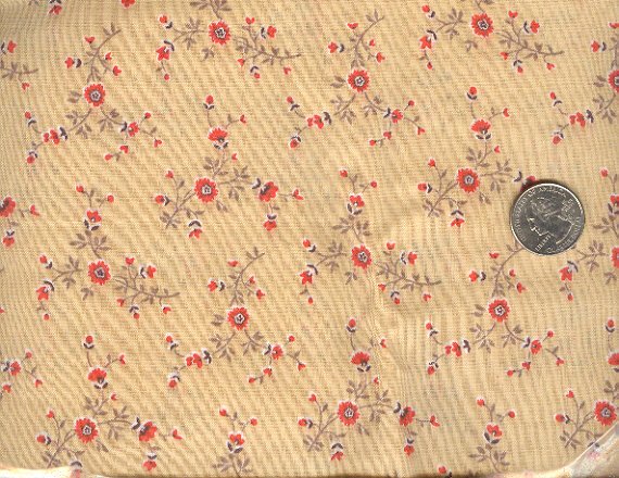 Sewing Fabric Cotton Small Print Flowers on beige No. 192