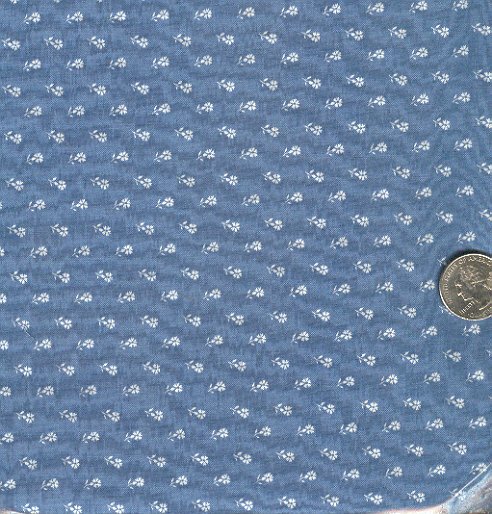 Sewing Fabric Cotton Small Print Flowers on blue/grey No. 194