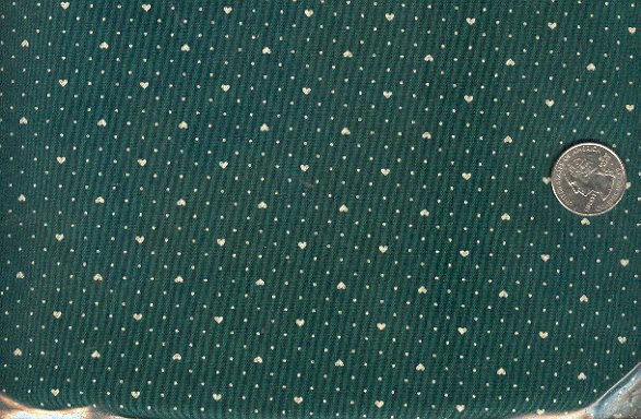 Sewing Fabric Cotton Small Print Hearts Dots Dark Green No. 198