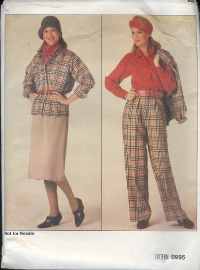 Sewing Pattern, Sampler by Vogue 0995, Jacket, Blouse, skirt and pants, Size 14 -16 -18