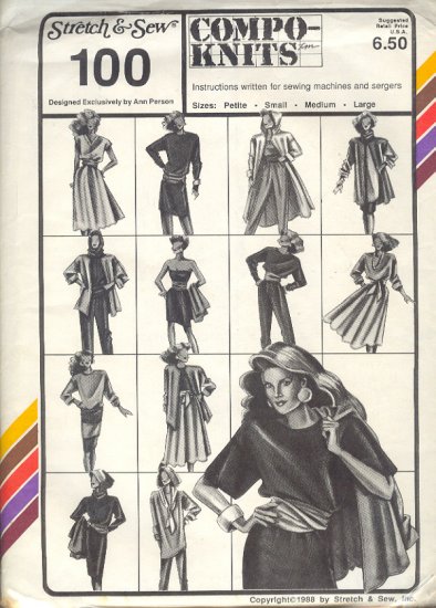 Stretch & Sew Sewing Pattern 100, Top, dresses, skirts pants, jumpsuit, Sizes Petite - Large