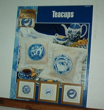 Cross Stitch Patterns, Flow Blue Teacups, three designs