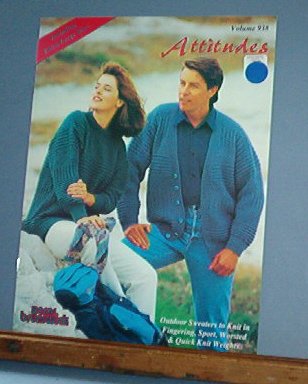 Knitting Patterns, Attitudes by Brunswick, Vol 938, 7 designs, men and women, sweaters & vests