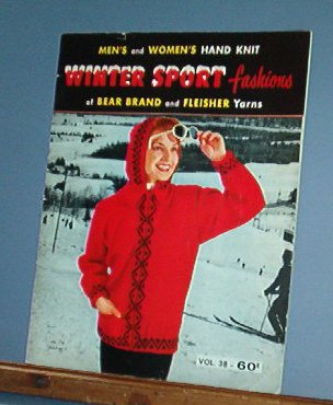 Vintage Knitting Patterns, Bear Brand 38 WINTER SPORT FASHIONS Whole Family Sweaters & Gloves