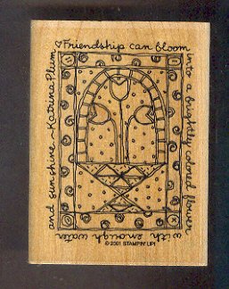 Rubber Stamp - Scrapbooking - Wood Mount - New - Stampin Up Flower Quilt with phrase - 3 X 4 inches