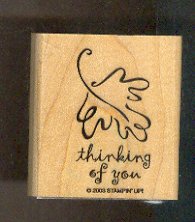 Rubber Stamp - Scrapbooking - Wood Mount - New - Leaf, thinking of you, 2.25X1.75"