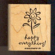 Rubber Stamp - Scrapbooking - Wood Mount - New - Stampin Up - Happy Everything 2 X 1.5"
