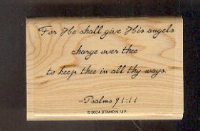 Rubber Stamp - Scrapbooking - Wood Mount - New - Stampin Up - Psalms angles Quote 2 X 3 "