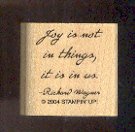 Rubber Stamp - Scrapbooking - Wood Mount New Stampin Up Joy Quote 1.25 X 1 "