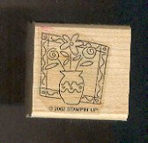 Rubber Stamp Scrapbooking - Wood Mounted - New - Stampin Up -Vase Flowers 1.5 X 1.5"