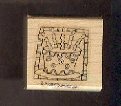 Rubber Stamp Scrapbooking - Wood Mounted - New - Stampin Up - Birthday Cake 1.5 X 1.5"