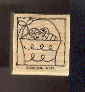Rubber Stamp Scrapbooking - Wood Mount - New - Stampin Up - Basket Easter Eggs - 1.5X1.5"
