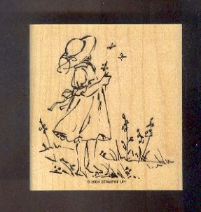 Rubber Stamp Scrapbooking - Wood Mounted - New - Sweet Girl - 3X 3