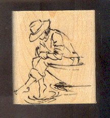 Rubber Stamp Scrapbooking - Wood Mounted - New - Stampin Up - Girl on a Dock 2X2.5"