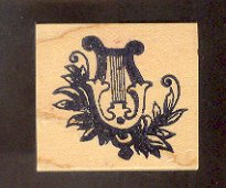 Rubber Stamp Scrapbooking - Wood Mount - New - Starlight Express Stamps - Irish Harp - 2X2"