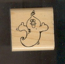 Rubber Stamp Scrapbooking - Wood Mount - New - D.O.T.S. - Goofy Ghost - 2X2"
