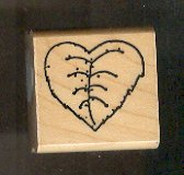 Rubber Stamp Scrapbooking - Wood Mount - New - D.O.T.S. - Leaf Heart 1.5X1.5"