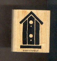 Rubber Stamp Scrapbooking - Wood Mount - Stampin Up - Used - Birdhouse - 2 X 1.5"