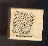 Rubber Stamp Scrapbooking - Wood Mount - Stampin Up - Used - Heart in Frame 1.5X1.5"