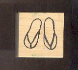 Rubber Stamp Scrapbooking - Wood Mount - Savvy Stamps - Used - Flip Flops - 1X1"