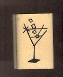 Rubber Stamp Scrapbooking - Wood Mount - Used - A Muse Stamps - Martini .75X1.25"