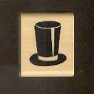 Rubber Stamp Scrapbooking - Wood Mount - A Muse Stamps - Used - Top Hat 1X .75"