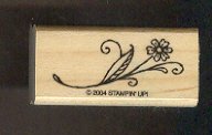 Rubber Stamp Scrapbooking - Wood Mount - Stampin Up - Flower on stem 1X2"