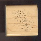 Rubber Stamp Scrapbooking - Wood Mount - D.O.T.S. - Used - Fireworks 2X2"