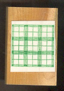 Rubber Stamp Scrapbooking - Wood Mount - Used - Windowpane Plaid 2X2"