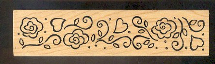 Rubber Stamp Scrapbooking - Wood Mount - Used - Great Impressions - Flower Border 1.25X5.5"