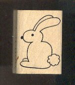 Rubber Stamp Scrapbooking - Wood Mount - Used - A Muse - Bunny Rabbit 1X1.5"