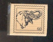 Rubber Stamp Scrapbooking - Wood Mount - Used - Elephant Head Stamp 1.5X1.5"