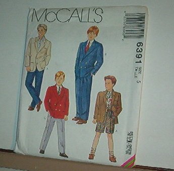 Sewing Pattern McCall's 6391 Boy's spsort jacket suits, pants and burmudas. Size 5