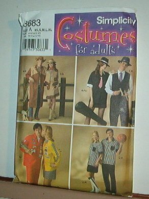 Sewing Pattern Simplicity 3683 Costumes Cowboy Referee Gangster easy 30-48" chest