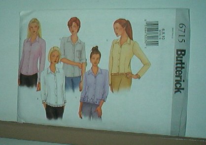 Sewing Pattern Butterick 6715 Size 6-10 Shirt with variations
