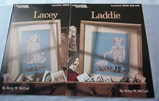 Cross Stitch Pattern Set of Two LACEY and LADDIE Two children with geese Very Sweet