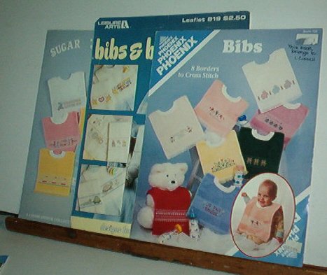 Cross Stitch Pattern, Baby BIBS 3 Booklets with 24 border designs