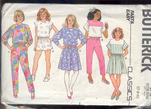 Sewing Pattern Butterick 3718 Girls Sports Gear Sizes 7 8 & 10 Easy