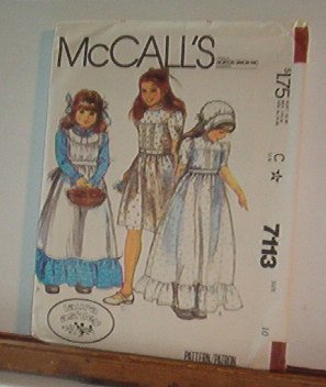 Sewing Pattern McCall's 7113 Girls dress apron & bonnet Very Sweet Size 10