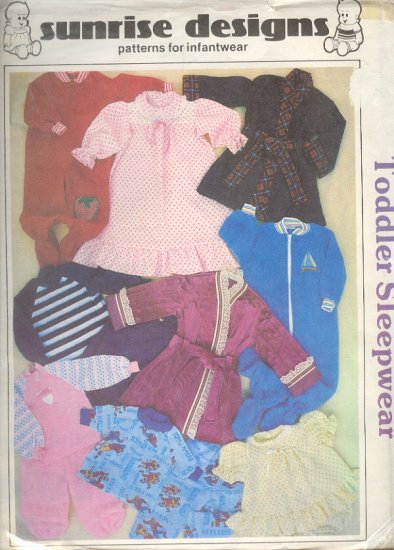 Sewing Pattern Sunrise Design Toddler Sleepwear Sizes 1T-4T