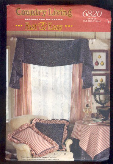 Sewing Pattern Butterick 6820 Window treatment pillows tablecloth