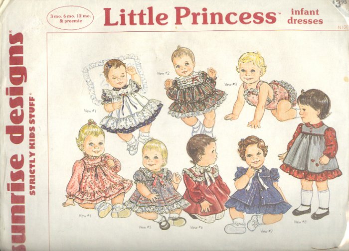 Sewing Pattern Sunrise Little Princess Infant Dresses 3-12 mos + Preemie