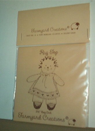 Sewing Pattern, Farmyard Creations 3.50" miniature rag doll. Cute