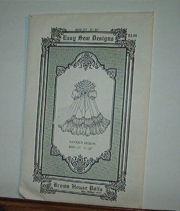 Sewing Pattern, Brown House Dolls Fancy antique dress 21-22" doll